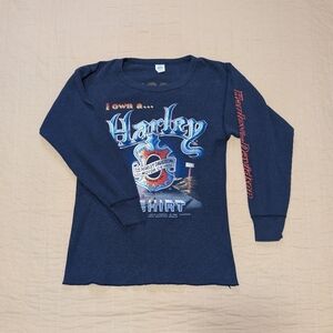 Vintage Harley Davidson 3D Emblem 1984 Green Bay Wisconsin Long Sleeve Shirt